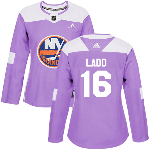 Adidas Islanders #16 Andrew Ladd Purple Authentic Fights Cancer Women's Stitched NHL Jersey - Click Image to Close